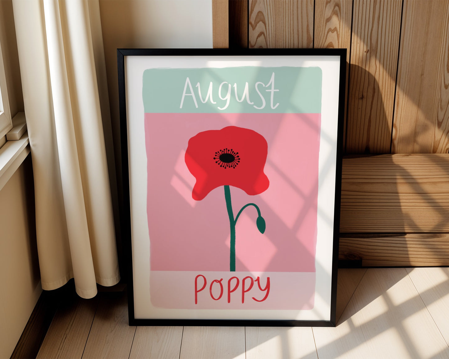 Personalised birth flower wall art for kids with custom name-colourful floral nursery print