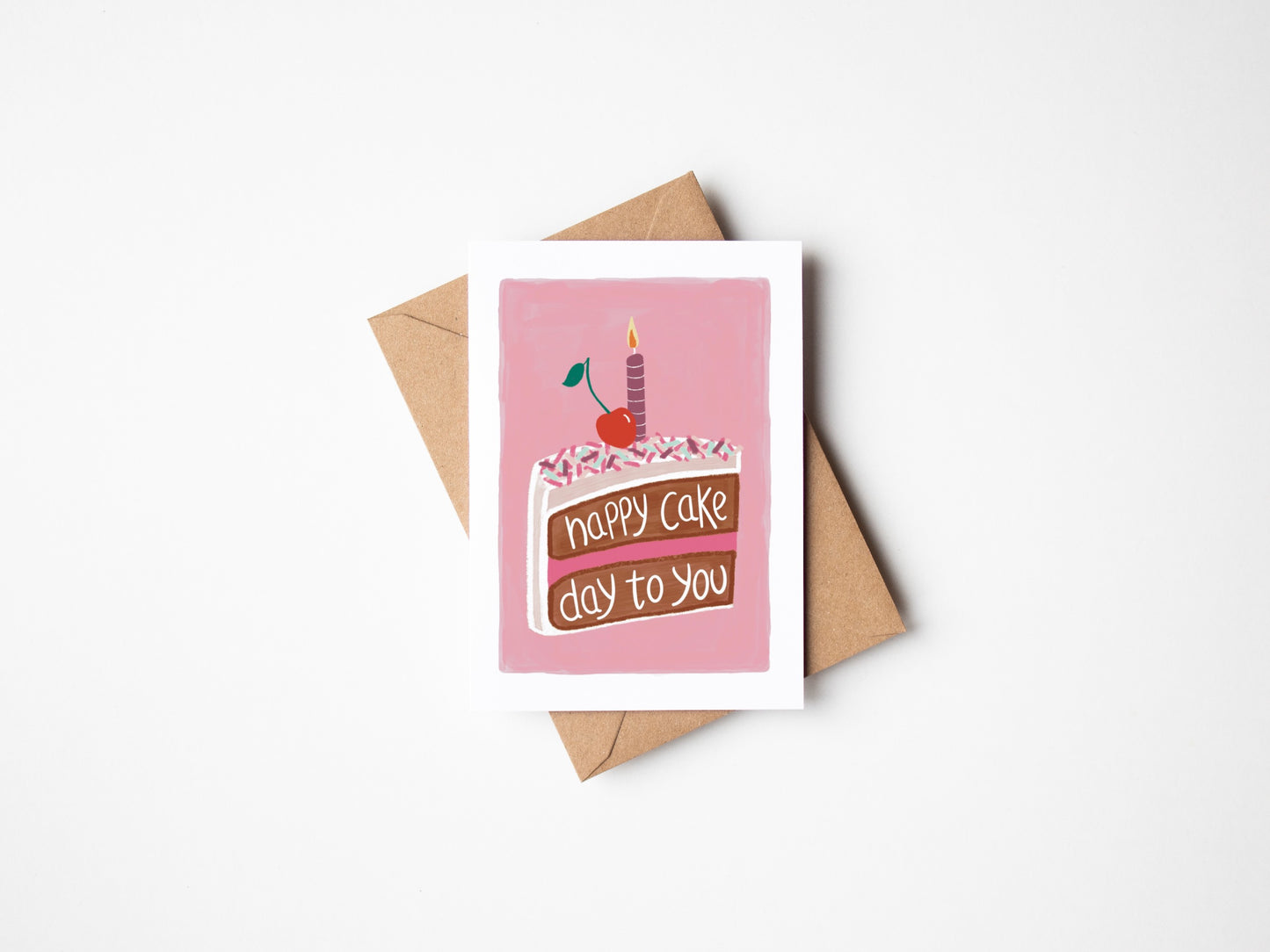 Pink Happy Cake Day Greeting Card