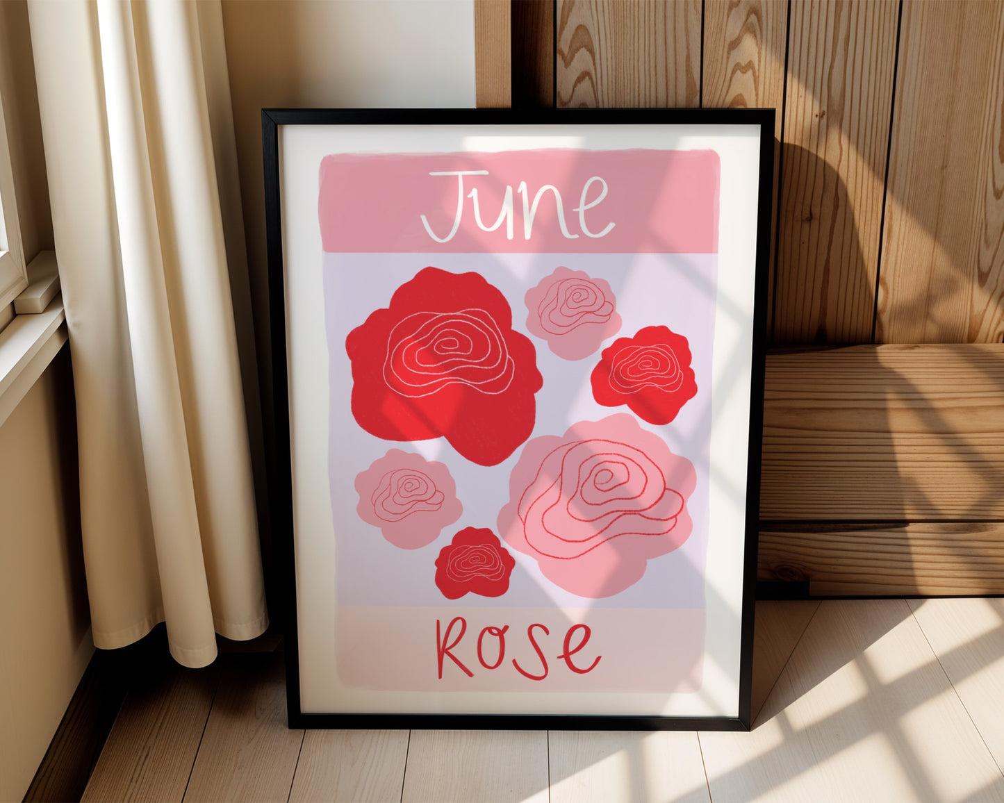 Personalised birth flower wall art for kids with custom name-colourful floral nursery print