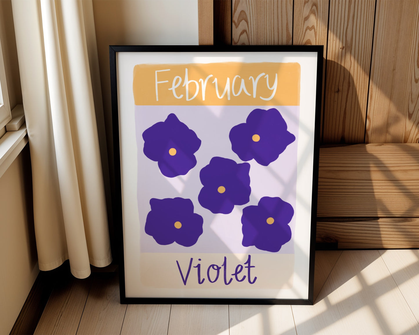 Personalised birth flower wall art for kids with custom name-colourful floral nursery print