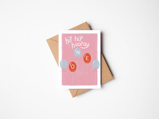 Hip Hip Hooray First Birthday Greeting Card