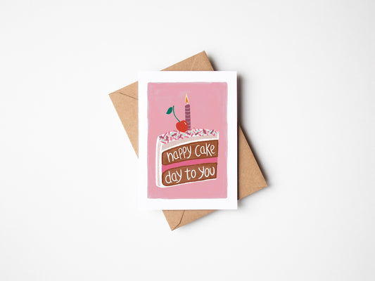 Pink Happy Cake Day Greeting Card