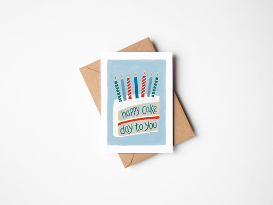 Blue Happy Cake Day Greeting Card