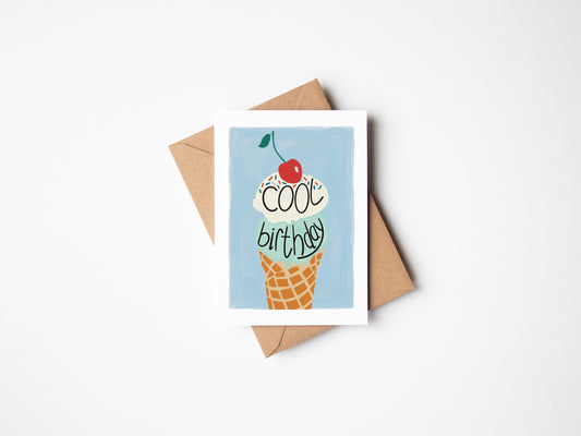 Blue Cool Birthday Greeting Card