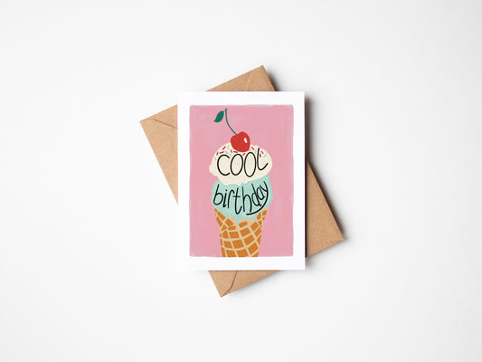 Pink Cool Birthday Greeting Card