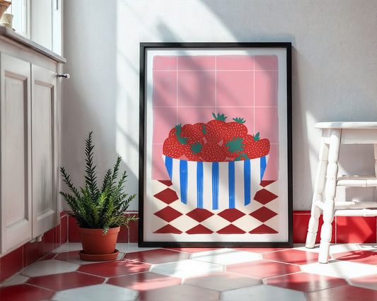 Strawberry Bowl Art Print