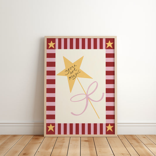 Pink & Burgundy You Are Magic Art Print